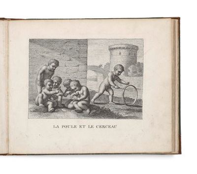 un vieux livre sur lequel figure un dessin représentant des enfants jouant avec un vélo