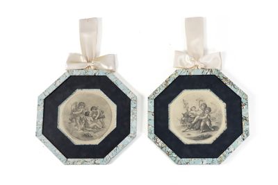François BOUCHER d'après, Paire de gravures représentant des…