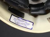 a close up of a helmet with a label on it