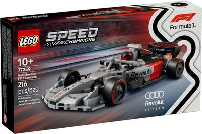 une boîte de voitures de course Lego sur fond blanc