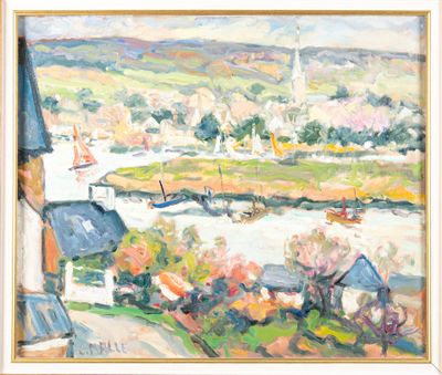 une image représentant un tableau montrant une vue d'une ville depuis une fenêtre