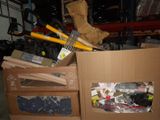 a cardboard box full of assorted items in a warehouse