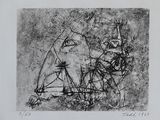 dessin représentant une image en noir et blanc d'un homme avec un bateau