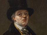 portrait d'un homme portant un haut-de-forme et un manteau noir