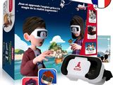 une boîte sur laquelle figure l'image d'un garçon et d'une fille portant des casques de réalité virtuelle