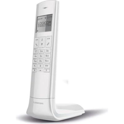 une photo d'un téléphone portable blanc posé sur un support