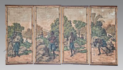 G.A. RAMALAROSA Guerriers malgaches dans des paysages, 1912.