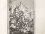 an old black and white drawing of a man on a horse