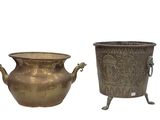 pair of antique brass urns with handles