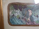 a picture of a painting of a woman with grapes on it
