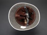 a close up of a helmet on a table