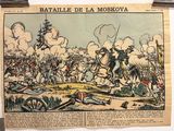an old newspaper with a picture of a battle on it