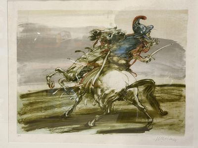 une image d'un tableau représentant un homme à cheval