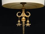 an image of a lamp with a white shade on a table