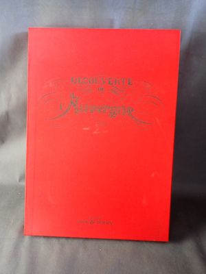 un livre rouge posé sur un lit, à côté d'un oreiller