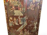 an image of a wooden cabinet with a painting on it