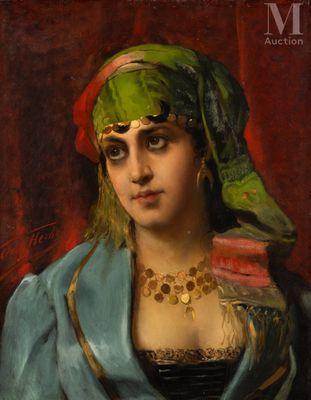 une image représentant un tableau d'une femme portant un foulard vert