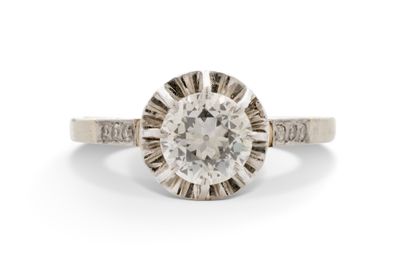 Bague solitaire Diamants rond taille ancienne Or 18k (750) e…