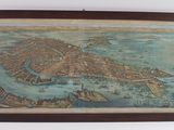 an old map of the city of new york in a wooden frame