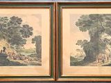 pair of 19th century watercolor paintings of a forest scene