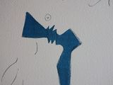drawing of a man with a blue tie blowing a cigarette