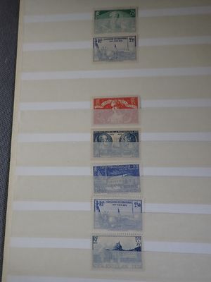 five different types of stamps on the wall of a room