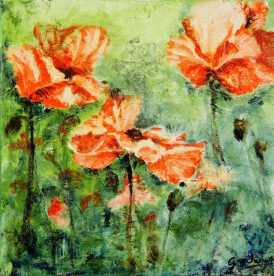 Anne-Sophie GARCHERY (née en 1970). Coquelicots. Acrylique e…