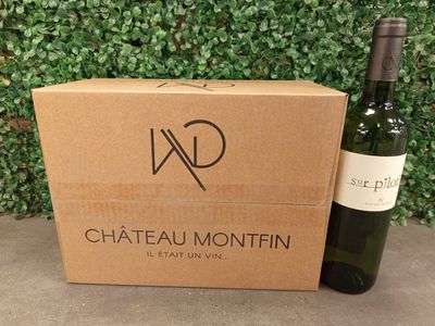 bouteille de vin blanc sur pilotis - Château Montfin …
