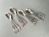 six spoons and spoon spoons are lined up on a table