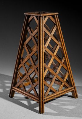 an image of a wooden table with a lattice design on it