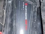a black case with a red and white logo on it