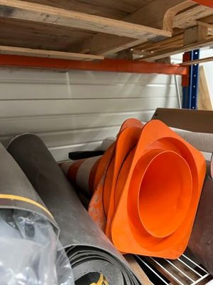 many different types of pipes in a storage area