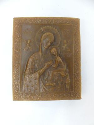 Icône en relief en cire d'abeille, orthodoxe, H.