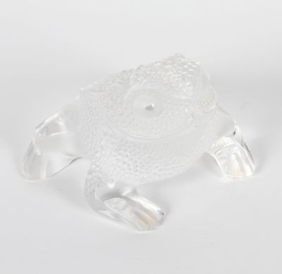 figurine de tortue en verre transparent posée sur une surface blanche, avec un fond blanc