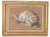 tableau représentant un chat dans un cadre doré sur fond blanc