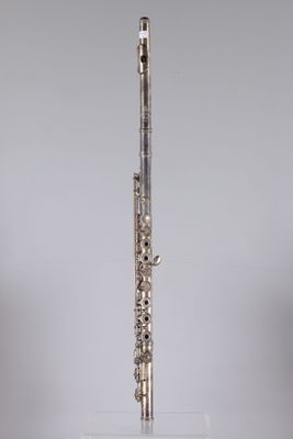 a close up of a silver pen on a clear stand