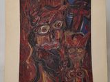 une image représentant une peinture du visage d'un homme sur une feuille de papier