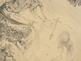 drawing of a man and a woman in a boat on the water