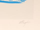 a drawing of a man on a surfboard in the water