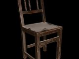 a wooden chair with a wooden seat on a black background