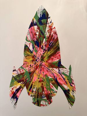 an image of a painting of a butterfly with paint splatters on it