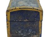 a blue and yellow box with a handle on it