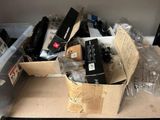 a box full of electronic equipment sitting on a counter