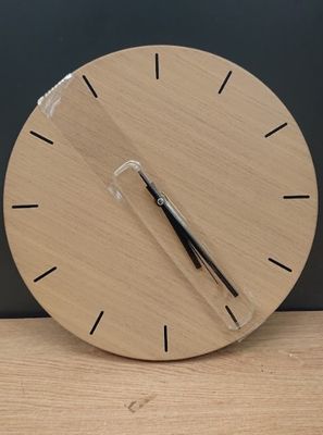 Horloge ronde murale en métal déco aspect en bois Ø 30 cm-re…