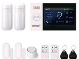 an image of a set of alarm devices including a keychain and a remote control