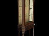 a glass display case with a clock on it