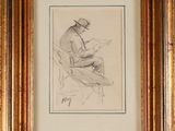 an image of a drawing of a man sitting on a bench