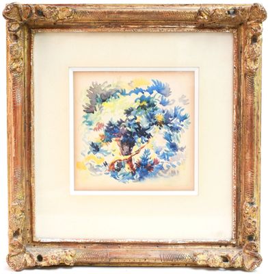 an image of a picture of a painting of a tree in a gold frame