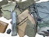 a lot of military items that are on the table
