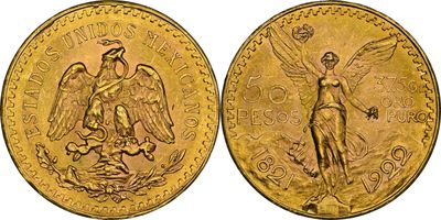 a gold coin with an image of a woman and an angel